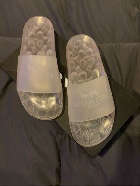 Coach Translucent Frosted Slide Sandals - Clear/Sheer (Authentic)